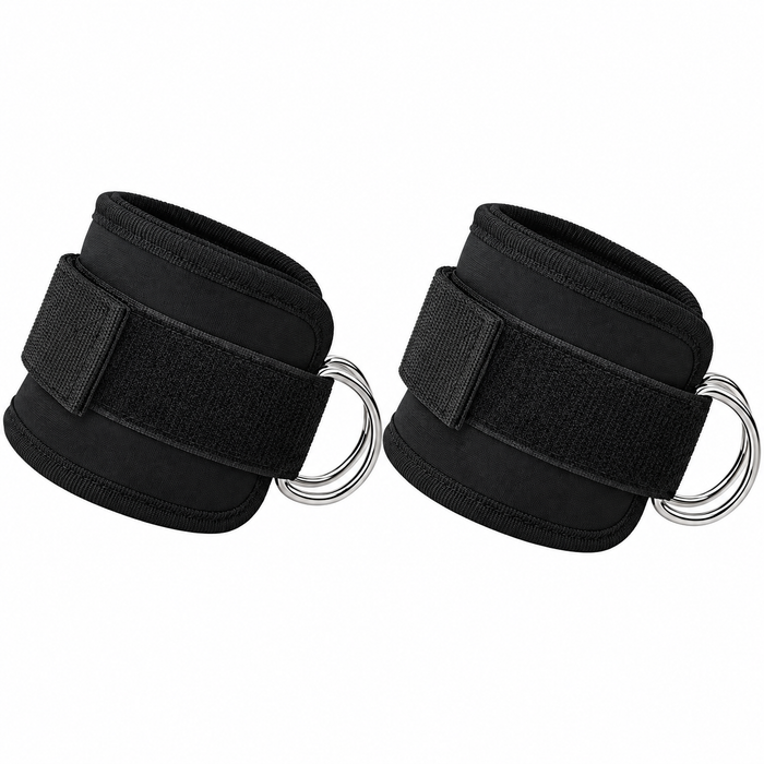 Adjustable Ankle Straps for Cable Machines – Padded Gym Ankle Cuffs with Metal D-Rings