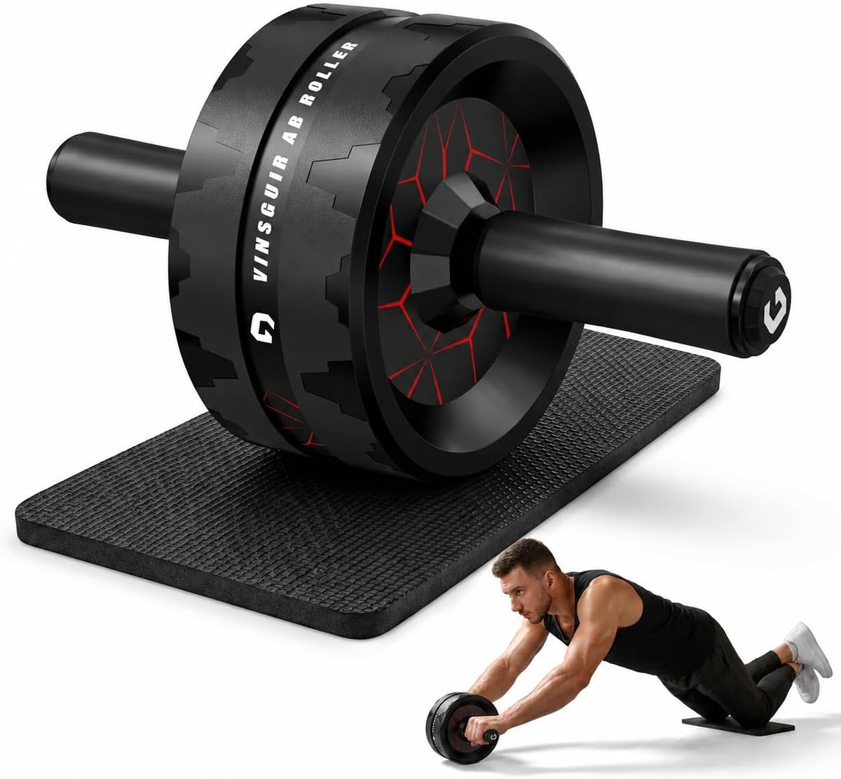 Abs Roller Wheel for Home Gym, Abs & Core Strength Workout with Knee Pad Set