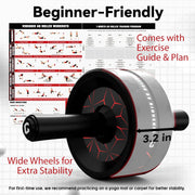 Abs Roller Wheel for Home Gym, Abs & Core Strength Workout with Knee Pad Set