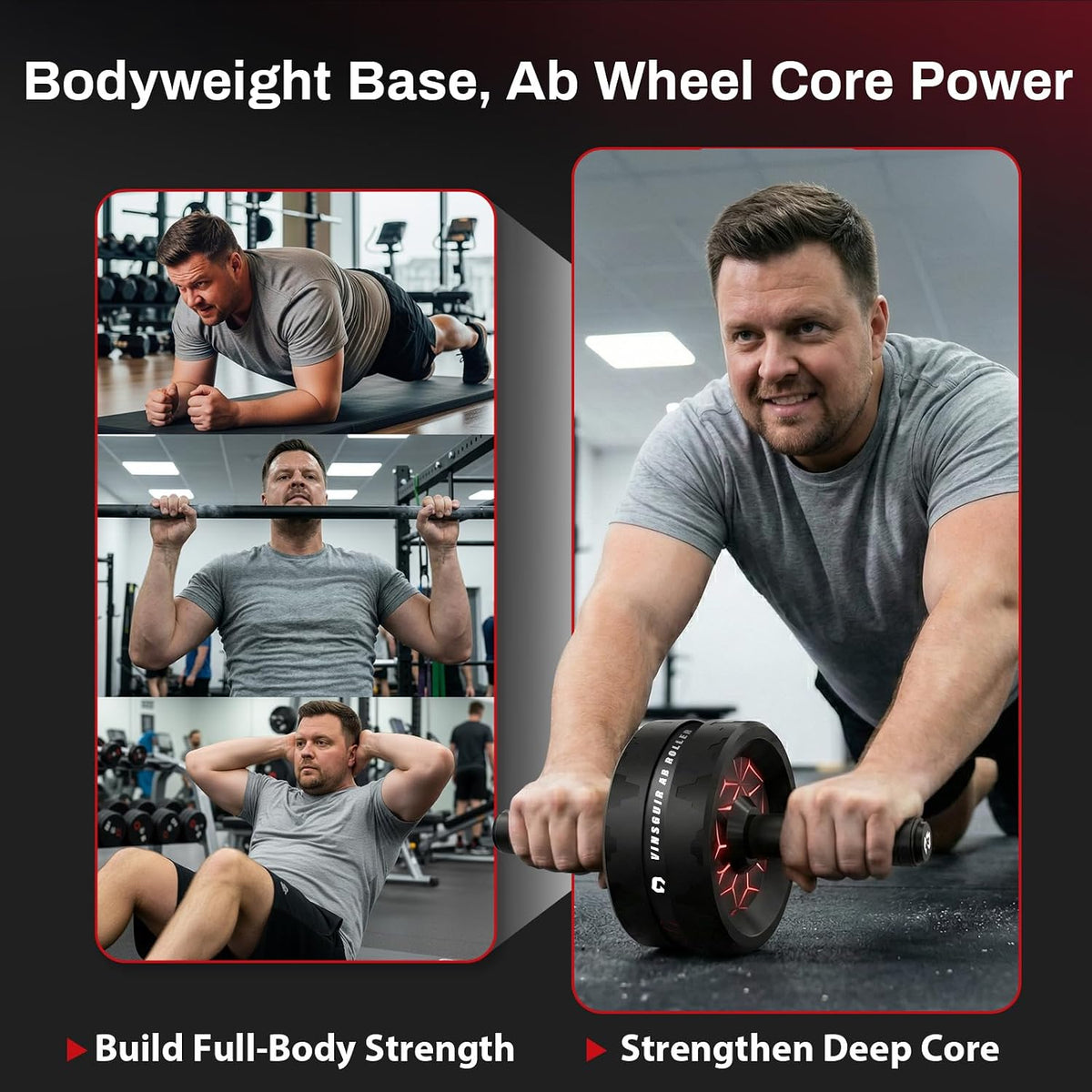Abs Roller Wheel for Home Gym, Abs & Core Strength Workout with Knee Pad Set