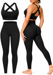 Women's 2 Piece Seamless Workout Set  High-Waisted Yoga Leggings & Removable Padded Sports Bra