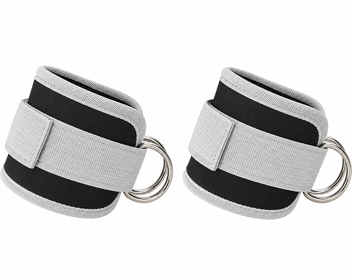 Adjustable Ankle Straps for Cable Machines – Padded Gym Ankle Cuffs with Metal D-Rings