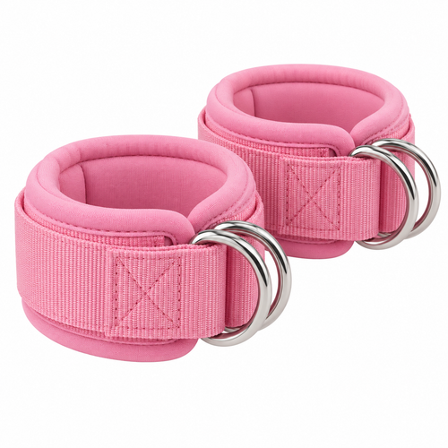 Adjustable Ankle Straps for Cable Machines – Padded Gym Ankle Cuffs with Metal D-Rings